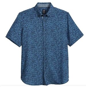 EUC Michael Strahan Blue And Black Floral Short Sleeve Button Up Shirt